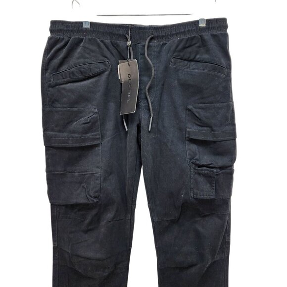 Decibel Mens Cargo Jogger Pants Utility Elastic Waist Size XL Black New - Picture 7 of 11
